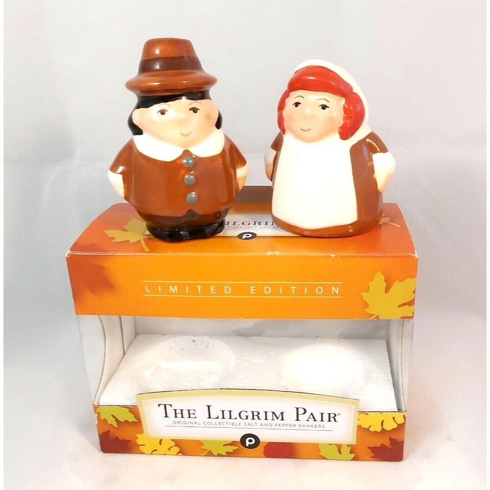 The Lilgrim Pair Salt & Pepper Shakers Publix 2017 Thanksgiving Table NIB 3.25"